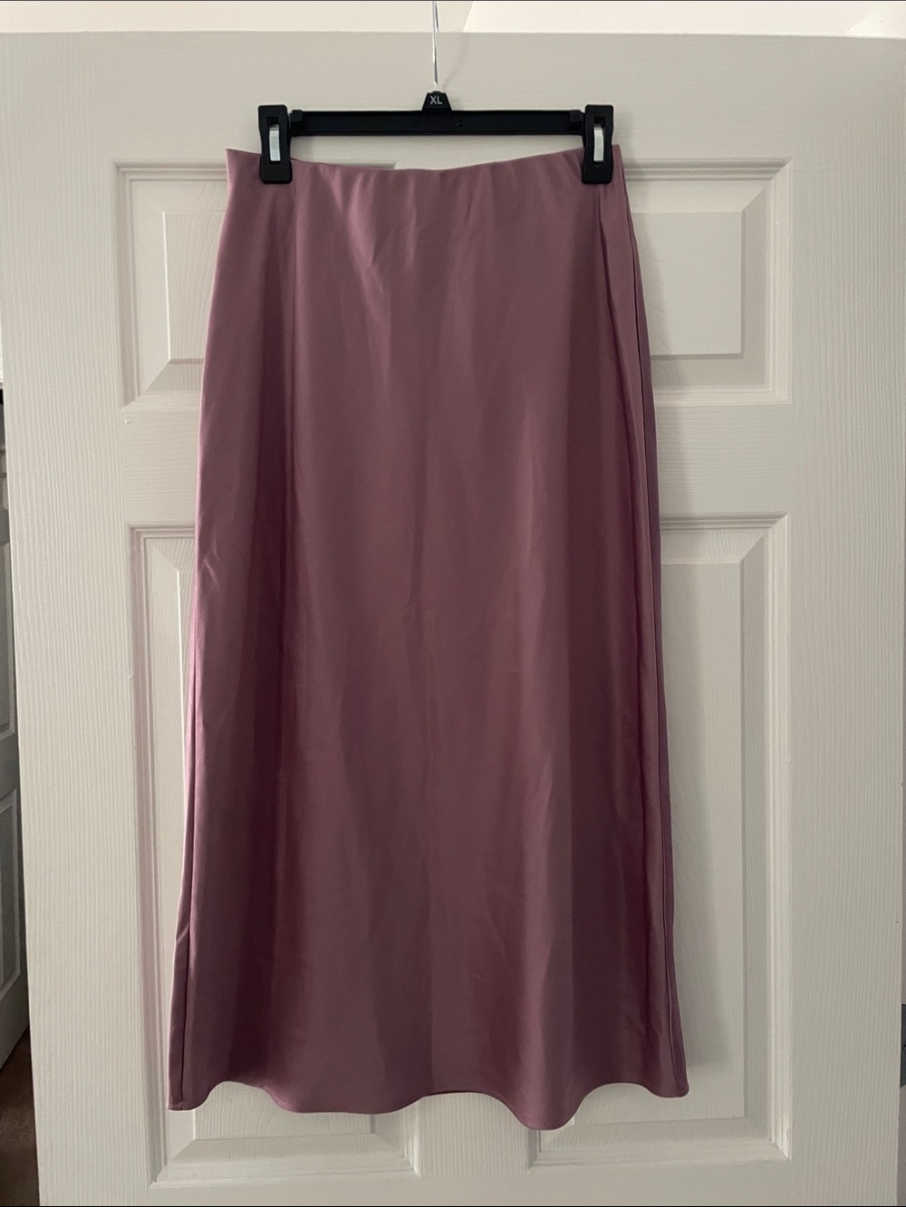 a new day Mauve Satin Midi Skirt